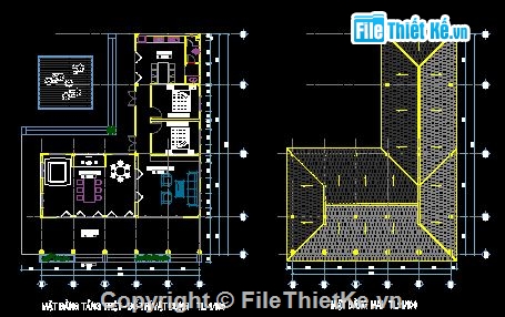 Bản vẽ nhà cấp 4 dạng chữ L kích thước bao 12,5m x 17,4m